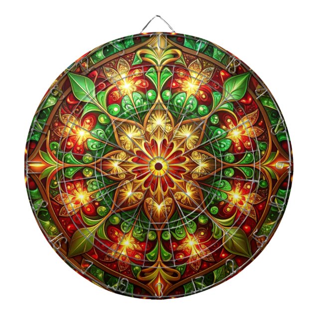 Red Green Decorative Floral Dartboard Darttavla (Framsidan)
