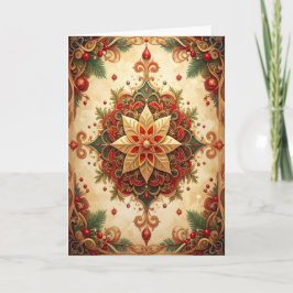 Red Green Decorative Holiday Card Kort