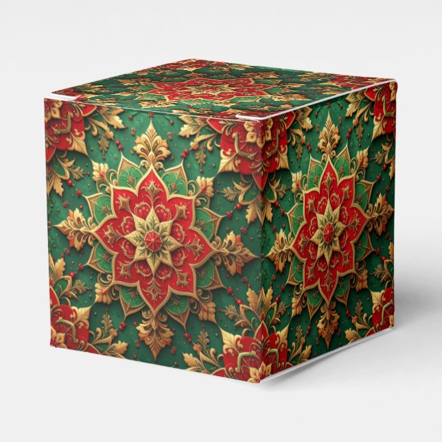 Red Green Decorative Holiday Favor Box Presentaskar (Framsidan Sidan)