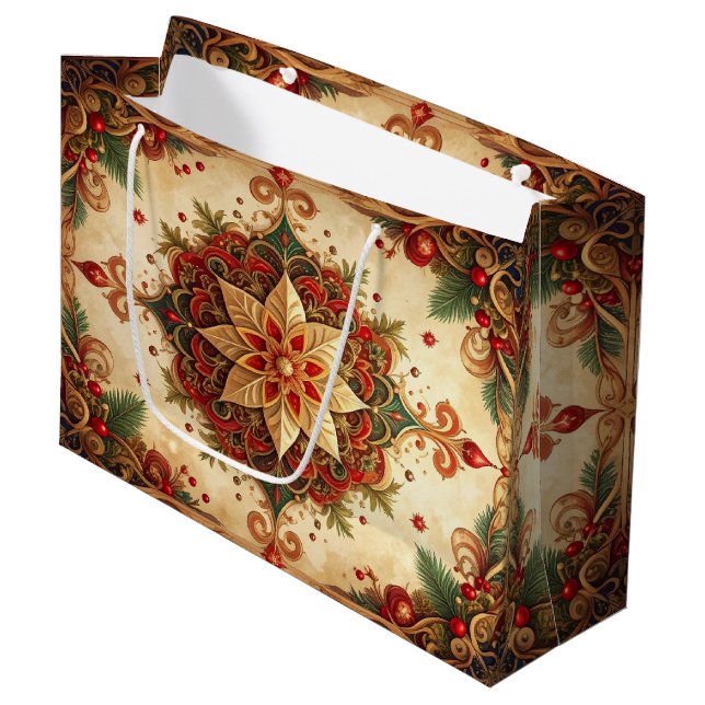 Red Green Decorative Holiday Gift Bag (Framsidan Vinklad)