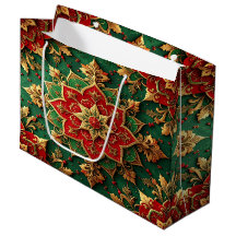 Red Green Decorative Holiday Gift Bag