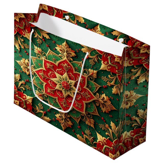 Red Green Decorative Holiday Gift Bag (Framsidan Vinklad)