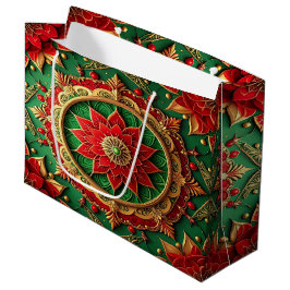Red Green Decorative Holiday Gift Bag