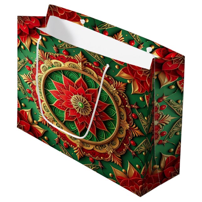 Red Green Decorative Holiday Gift Bag (Framsidan Vinklad)
