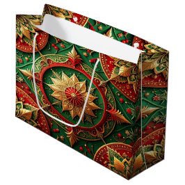 Red Green Decorative Holiday Gift Bag