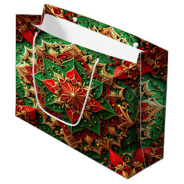Red Green Decorative Holiday Gift Bag