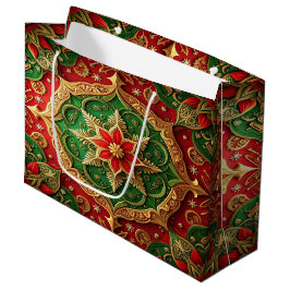 Red Green Decorative Holiday Gift Bag