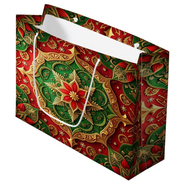 Red Green Decorative Holiday Gift Bag (Framsidan Vinklad)