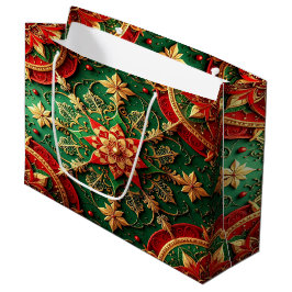 Red Green Decorative Holiday Gift Bag