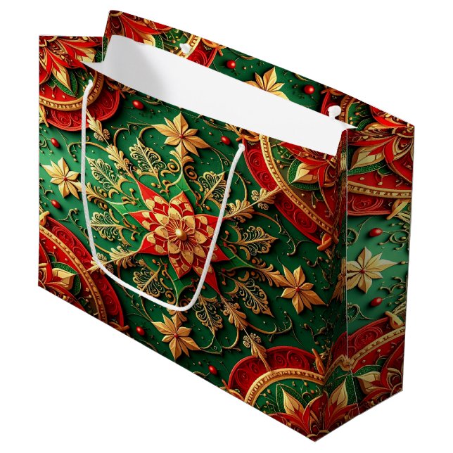 Red Green Decorative Holiday Gift Bag (Framsidan Vinklad)