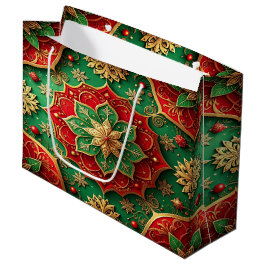 Red Green Decorative Holiday Gift Bag