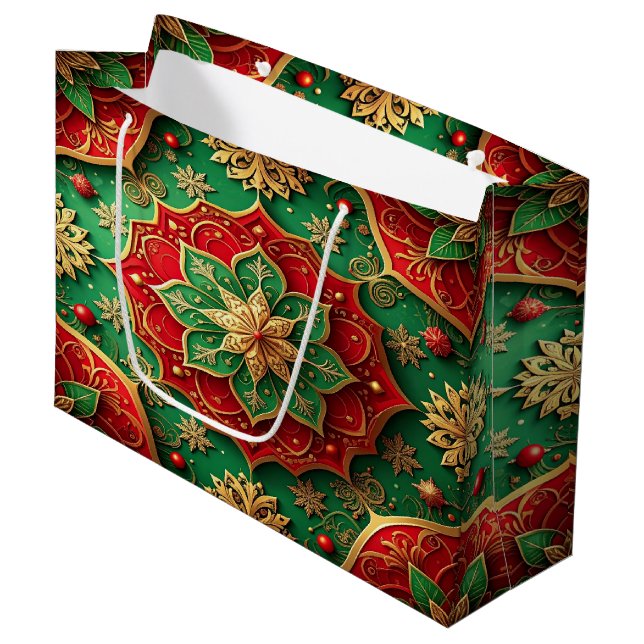 Red Green Decorative Holiday Gift Bag (Framsidan Vinklad)
