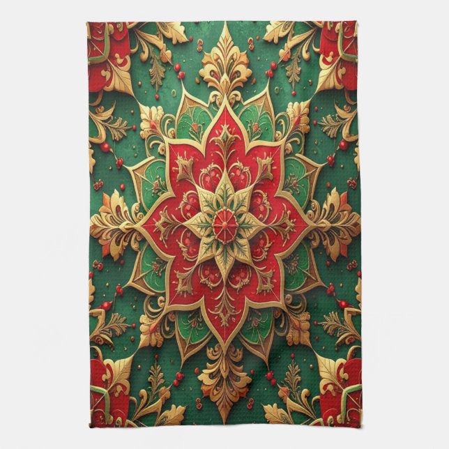 Red Green Decorative Holiday Kitchen Towel Kökshandduk (Vertikal)