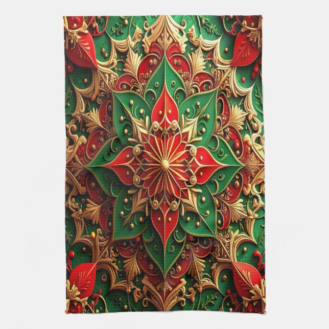 Red Green Decorative Holiday Kitchen Towel Kökshandduk (Vertikal)
