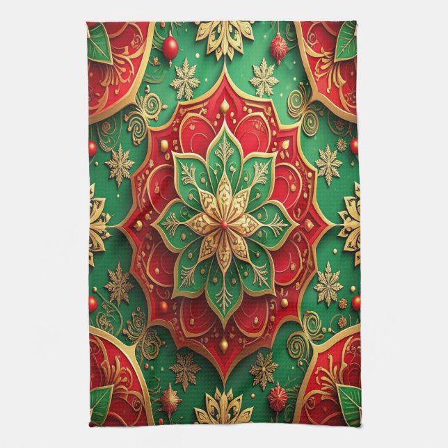 Red Green Decorative Holiday Kitchen Towel Kökshandduk (Vertikal)