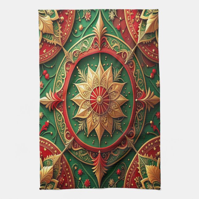 Red Green Decorative Holiday Kitchen Towel Kökshandduk (Vertikal)
