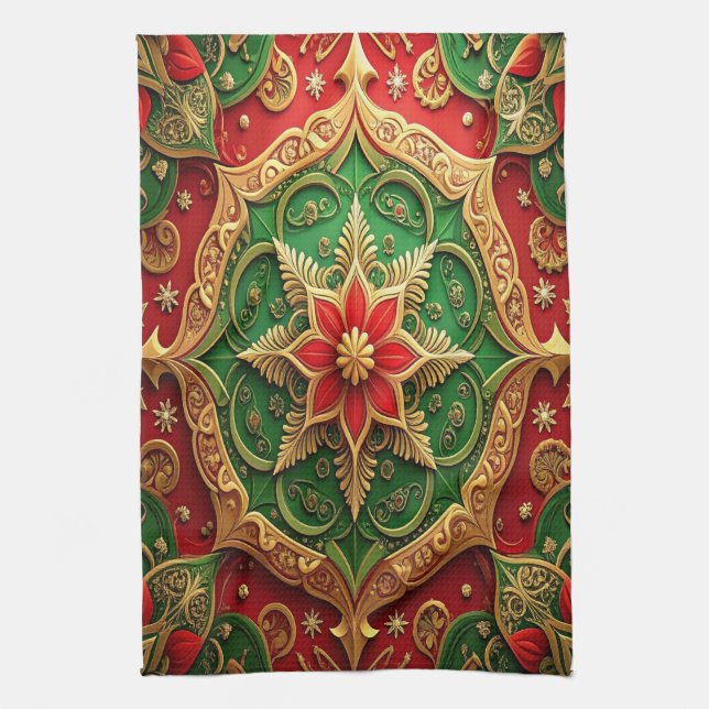 Red Green Decorative Holiday Kitchen Towel Kökshandduk (Vertikal)