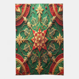Red Green Decorative Holiday Kitchen Towel Kökshandduk