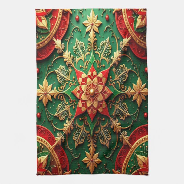 Red Green Decorative Holiday Kitchen Towel Kökshandduk (Vertikal)