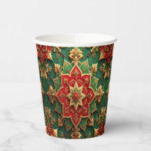 Red Green Decorative Holiday Paper Cups