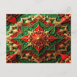 Red Green Decorative Holiday Postcard Vykort