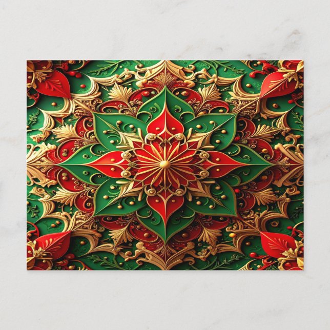 Red Green Decorative Holiday Postcard Vykort (Framsida)