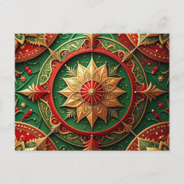 Red Green Decorative Holiday Postcard Vykort