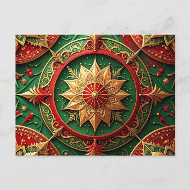 Red Green Decorative Holiday Postcard Vykort (Framsida)