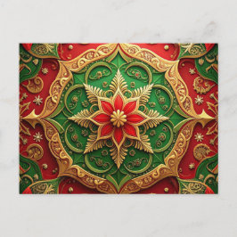 Red Green Decorative Holiday Postcard Vykort