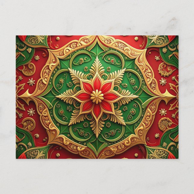 Red Green Decorative Holiday Postcard Vykort (Framsida)