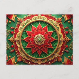 Red Green Decorative Holiday Postcard Vykort