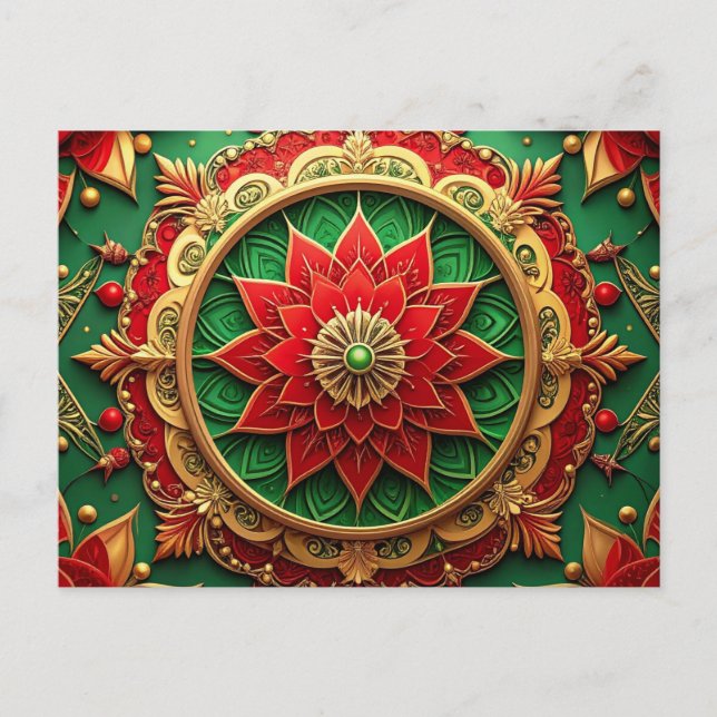 Red Green Decorative Holiday Postcard Vykort (Framsida)