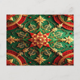 Red Green Decorative Holiday Postcard Vykort