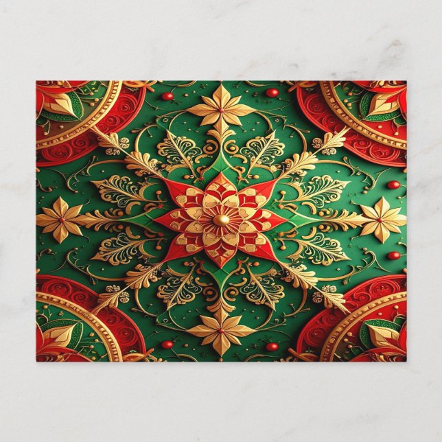 Red Green Decorative Holiday Postcard Vykort (Framsida)
