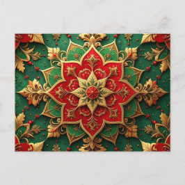 Red Green Decorative Holiday Postcard Vykort