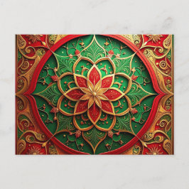 Red Green Decorative Holiday Postcard Vykort