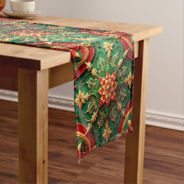 Red Green Decorative Holiday Table Runner