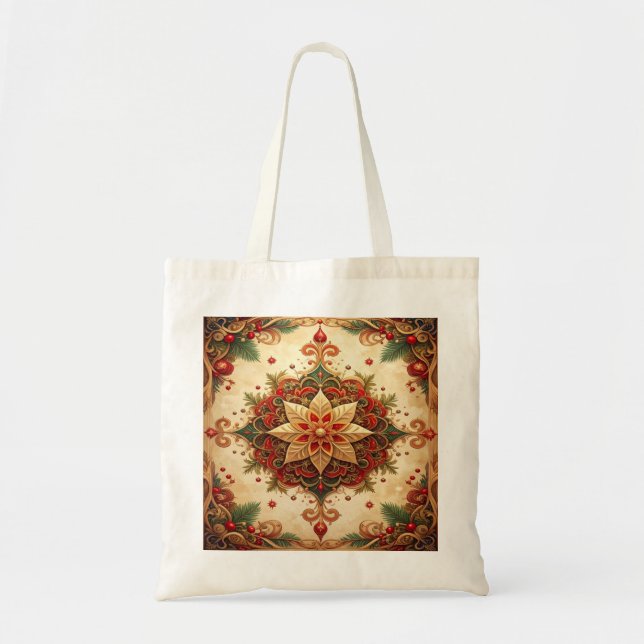 Red Green Decorative Holiday Tote Bag Tygkasse (Framsidan)