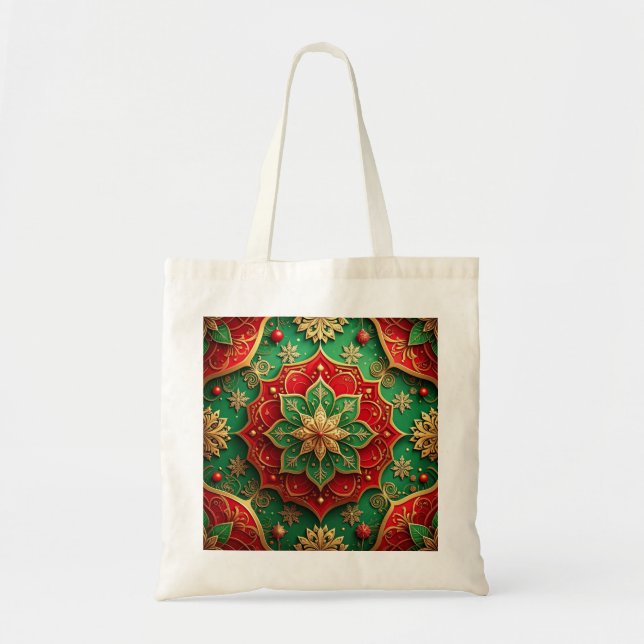 Red Green Decorative Holiday Tote Bag Tygkasse (Framsidan)