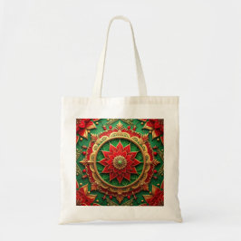 Red Green Decorative Holiday Tote Bag Tygkasse