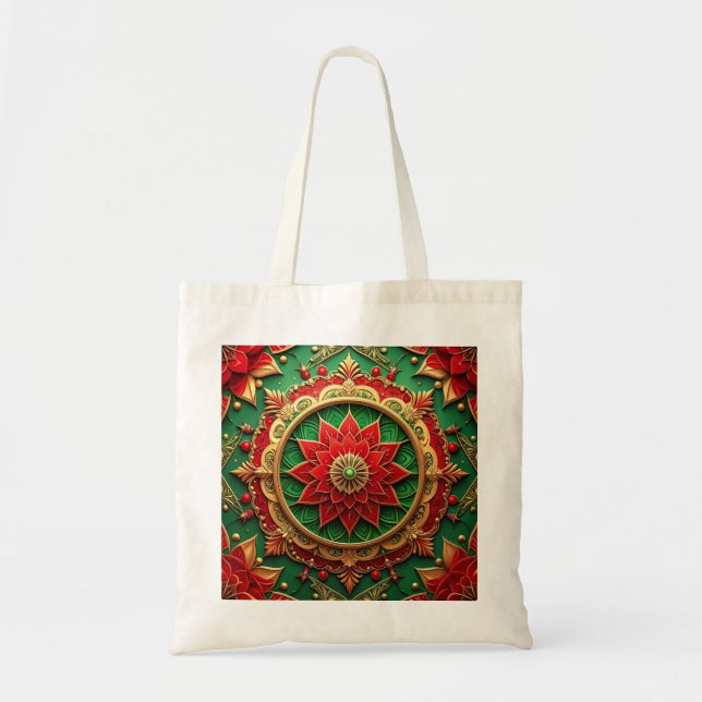 Red Green Decorative Holiday Tote Bag Tygkasse (Framsidan)
