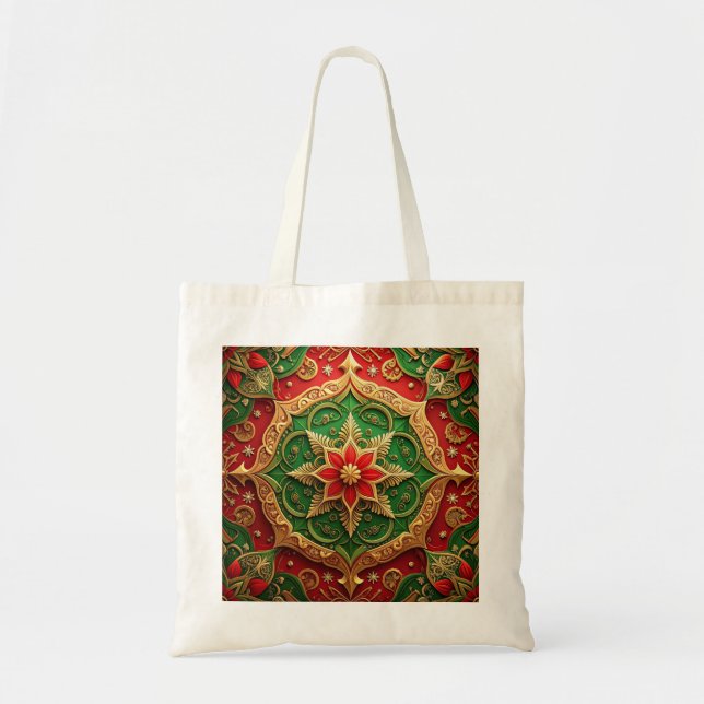 Red Green Decorative Holiday Tote Bag Tygkasse (Framsidan)