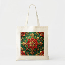 Red Green Decorative Holiday Tote Bag Tygkasse