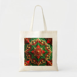 Red Green Decorative Holiday Tote Bag Tygkasse