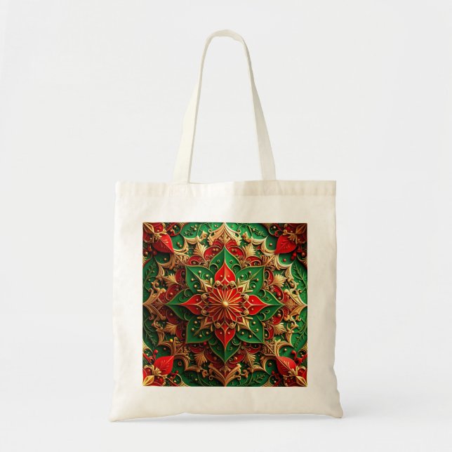 Red Green Decorative Holiday Tote Bag Tygkasse (Framsidan)