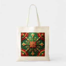 Red Green Decorative Holiday Tote Bag Tygkasse