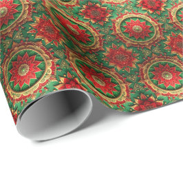 Red Green Decorative Holiday Wrapping Paper Presentpapper