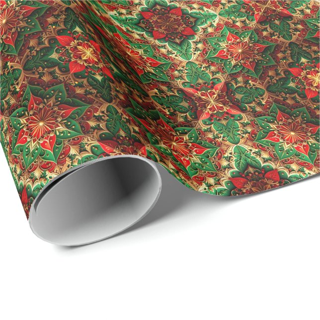 Red Green Decorative Holiday Wrapping Paper Presentpapper (Rullad Hörn)