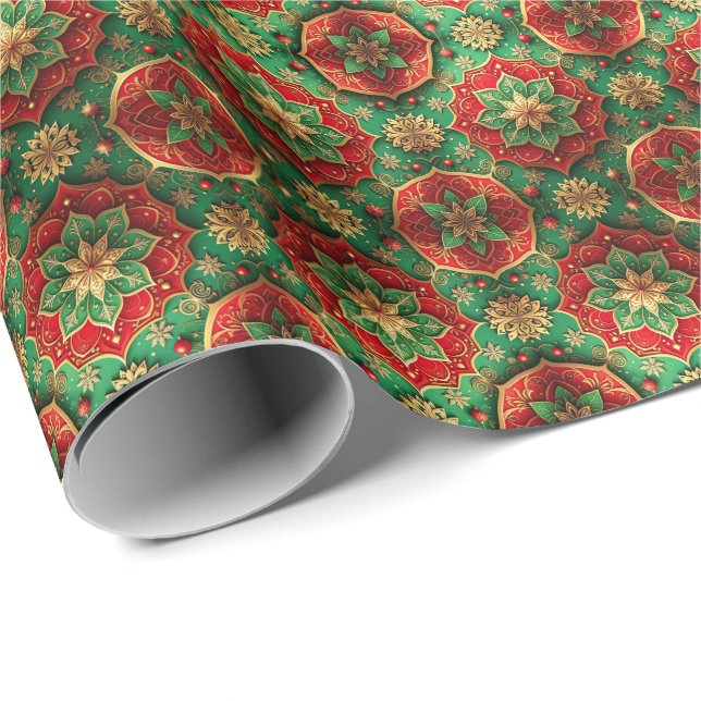 Red Green Decorative Holiday Wrapping Paper Presentpapper (Rullad Hörn)