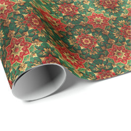 Red Green Decorative Holiday Wrapping Paper Presentpapper